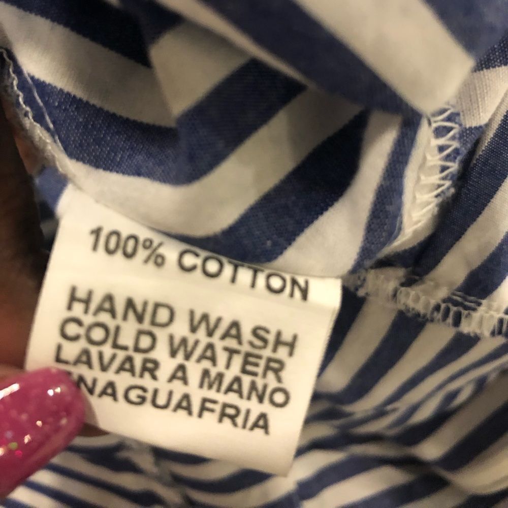 Avec long sleeve blue and white striped ruffled blouse, size large - Picture 15 of 15